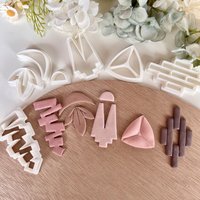 Basic Geometric Style Polymer Clay Cutters Flower Shaped Dangle Clay Embossing Molds for Earrings Jewelry Pendant Making Cutting