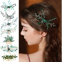 Grüner Strass-Haarschmuck für Hochzeiten, Kristall-Haarkamm für Geburtstagsfeiern, Kopfschmuck, Schmuck für Bankette, Haarornament, Geschenk