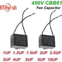 1/2PCS CBB61 450V High-Quality Fan Capacitor 5% 1UF 1.2UF 1.5UF 2UF 2.5UF 3UF 4UF 5UF 6UF 10UF for Ceiling Fans