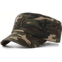 Men's Camouflage Flat Top Baseball Cap for Outdoor Sports Tactical Dad Hat Casual Cadet Trucker Hats