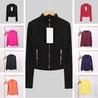 Quality 5A Yoga Jacket With Gold Zipper Women Workout Sport Coat Fitness Gym Long Sleeve Breathable Quick Dry Jogging jackets