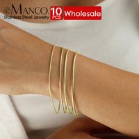 eManco 10PCS Wholesale Hot Sale Stainless Steel Snake Chain Bracelet Fashion Jewelry For Men Women Stainless Steel Link Bracelet