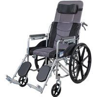 Portable Lightweight Travel Wheel Chair for Disabled People Functional Manual Folding Commode Wheelchair with Reclining Backrest