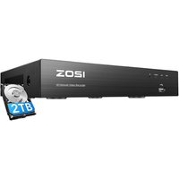 ZOSI 8CH 4K HD PoE NVR H.265+ Video Surveillance Network Recorder with Humanoid Vehicle Detection None/2TB HDD Only Work with ZOSI 4MP 5MP 8MP PoE Security Cameras