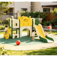 Kinderrutsche 4-in-1-Set, Multifunktionale Große 7-in-1-Kleinkindrutsche, Outdoor/Indoor-Kinderrutsche mit Basketballkorb und Tunnel, Laufsteg, Treppe, Teleskop, Kinderspielzeugrutsche mit