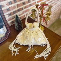 Handmade Pearl Bead Handbag Tassel Bucket Luxury Silk Bag Women Woven Party Wedding Evening Small Box Basket Bag