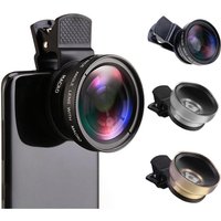 Professional 2 in 1 Lens Universal Clip 37mm Cell Phone Lens 0.45x 49uv Super Wide Angle + Macro HD Lens for All Smartphones