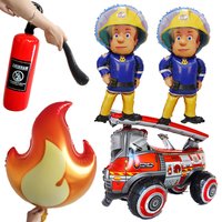 Fireman Sam Balloon Fire Truck Foil Ballons Firefighter Themed Boy Kids Birthday Party Fire Engine Balloon Firetruck Party Decor
