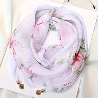 Luxury Magnetic Buckle Chiffon Scarf Women New Spring Neckchief Square Sunscreen Neck Cover Decorative Floral Headband