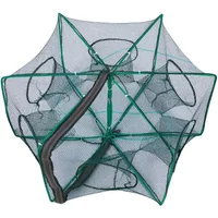 1× Fishing Net Mesh Folded Hexagon Octagon 6 Holes Fish Shrimp Automatic Trap Crayfish Catcher Fish Network Baits Cast Mesh Trap
