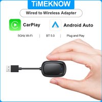 TIMEKNOW New 2 In1 CarPlay & Android Auto Mini Box Wireless CarPlay Adapter Wired to Wireless CarPlay For USB/Type C Dongle