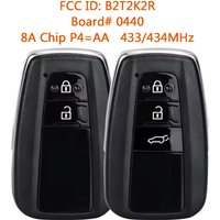 B2T2K2R Smart Remote Key Fob for Toyota Avalon Highlander RAV4 2019 2020 2021 2022 2023 Board#0440 8A Chip P4=AA 433/434MHz