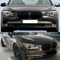 Für BMW F01 F02 Frontnierenkühlergrill 740i 750li 760li M-Style Kompatibel 2009-2015 Glänzend Schwarz Doppellinien Stoßstangen-Renngrill