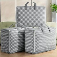 1/3pcs Gray Non-Woven Storage Bags - Large Capacity Clover Pattern Organizers for Clothes, Travel & Under-Bed Storage