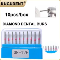 KUCUDENT 10Pcs/Box Dental Diamond Burs FG 1.6mm Shank for High Speed Handpiece Teeth Whitening and Composite Polishing Tools