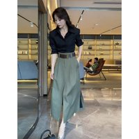 Autumn Winter Women's Tassel Trim Halter Neck Dress And Jacket Two Piece Set Korean Style High Waist a Line Skirt