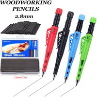 2.8mm Woodworking Pencil Set With 100Pcs Replaceable Lead,Deep Hole Carpenter Marking And Drawing, For Carpenters And Builders