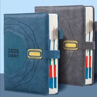 Elegant 2026 Planner with Daily Schedule & 400 Pages - Reinforced Hard Cover Diary, Metal Buckle Closure, Suitable for Office