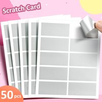 50pcs Reward Scratch Card Film Coated Stickers Scratch Off Labels Diy 'S Redemption Vouchers Scratched Stripe Card Film