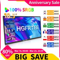 Monitor przenośny HGFRTEE 18,5 cala 120Hz RGB100% z mocowaniem VESA i uchwytem tylnym, ekran rozszerzający do laptopa, technologia ADS-IPS, HDR