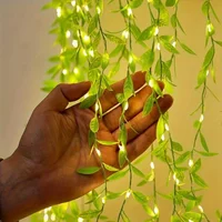 Green Willow Room Decor Landscape Lighting Artificial Plants Garland Artificial Flower Vines Lights Party Holiday Decoration