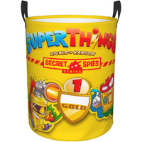 Custom Cartoon Superthings Laundry Basket Foldable Anime Game Spuer Zings Clothes Hamper for Nursery Kids Toys Storage Bag
