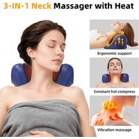 Oreiller de massage électrique 3-en-1 pour le cou, étireur cervical, chauffage, vibration, massage, traction dorsale, oreiller orthopédique de soutien pour le sommeil