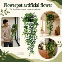 Artificial Plant Vine Artificial Hanging Plant with Pot Realistic Faux Vines for Indoor Outdoor Decor Home Office Shelf Display