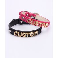 Punk Twinkling Color Customized Rhinestone Letters Collar Choker Personalized Necklaces Men Women Hotwife Cosplay Custom Jewelry