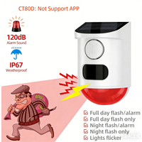 Solar Strobe Alarm Light with Motion Sensor Siren Outdoor Alarm Siren with Remote Controller 120db Sound Security Siren Light