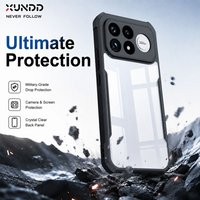 Etui XUNDD do Redmi K100 Pro Max POCO F9 Ultra z magnetyczną podstawką, odporne na wstrząsy, z poduszką powietrzną, przezroczyste czarne etui z ochroną aparatu.