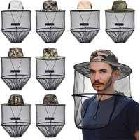 Unisex Bucket Hats Foldable Mosquito Hat With Hidden Net Mesh Repellent Insect Bee Protection Outdoor Sunscreen Fishing Cap