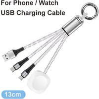 Keychain 3 in 1 For iWatch / Phone USB Charging Cable for iPhone 15 14 Type C/Wireless Charging for Apple Watch Ultra SE/9/8/7/6