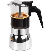 ABUI-Clear Glass 4 Cup Moka Pot 304 Stainless Steel Thickened Stovetop Espresso Maker Italian Coffee Machine 200Ml 6.8Oz