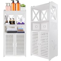 Bathroom Floor Cabinet,Waterproof FreeStanding Bathroom Storage Unit with Daily Use Layer and Cupboard Double Door,Multi-purpose