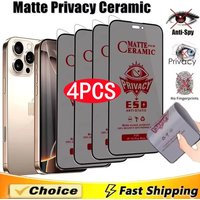 4PCS Matte Ceramic Privacy Screen Protector For iPhone 17 16 13 12 11 14 15 Pro Max Air Anti-spy Film For iPhone XR XS 7 8 Plus