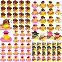 24 Set Cowboy Rubber Ducks with Scarf Hat and Sunglasses Mini Bath Duck Toys for Birthday Swimming Party Gift Favor Decoration