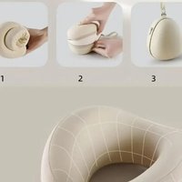 Portable EVA Memory Foam Neck Pillow Bag PU Colorful U-Shaped Neck Pillow Bag Cervical Support Pillow Box Travel Use