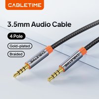 CABLETIME 3.5mm Audio 4-Pole Cable TRRS 4-Conductor Auxiliary Aux Cable For Phone Headset Microphone Car Music HIFI Audio Cable