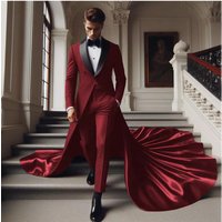 Modern Men Wedding Suit Shawl Lapel Single Breasted Performance Cloth Formal Groom Wear 2 Pieces Robe Pant Customized