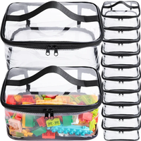 Transparent Large Toy Organizer Bag for Kids Puzzle Building Block Storage Bag with Handle PVC Waterproof Travel Cosmetic Pouch