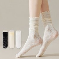 Sexy Lace Mesh Fishnet Socks Lace Toe Socks Women Summer Hollow Out Mesh Breathable Socks Net Yarn Thin Women Cool Socks 1pair