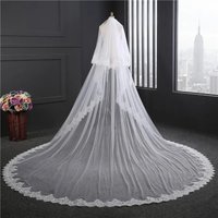 White/Ivory Cathedral Bridal Veil, Sparkling Lace Veil, Double Layered Wedding Veil, Bridal Accessories