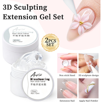 2pcs 3D Carving Nail Gel Polish White Clear 3D Sculpting Flower Gel Extension Gel Nail Nail Art Carving Gel Modeling Gel Polish