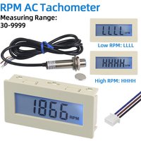 AC 110V-230V DC 8-24V Digital LCD Tachometer RPM Motor Speed Meter with Hall Proximity Switch Sensor NPN
