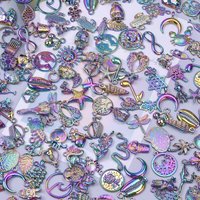 10/20/30/100pcs/Lot Random Mix Rainbow Charms For Jewelry Making Supplies Animal Plant Moon Star Pendant Charm DIY Earring Craft