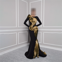 Customized Long Sleeve Mermaid Evening Dresses Ribbons Pleat Contrast Color Party Dresses Watteau Train Prom Gown 2026