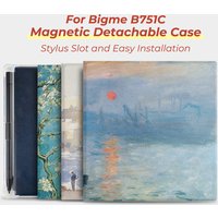 Twosheep Magnetic Detachable Case for Bigme B751C 7 Inch Soft TPU Cover with Pen Slot Auto Sleep Wake Oil Painting