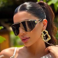 Oversized Conjoined Lens Sunglasses Women For Men 2026 New Vintage Luxury Brand Designer Sun Glasses Punk Big Frame Eye Glasses