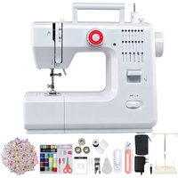 618 Nähmaschine mit 20 Stichen, elektrische Nähmaschine mit 42-teiligem Nähset, 25-teiligem Patchwork-Set + Fadenhalterfuß, automatischem Wickelmechanismus, EU-Modell